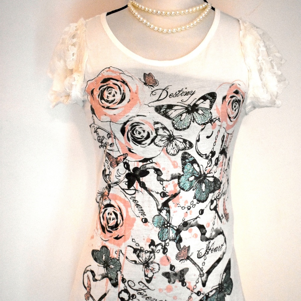 Miss E-Vie Kids Butterfly Top Size 14-15